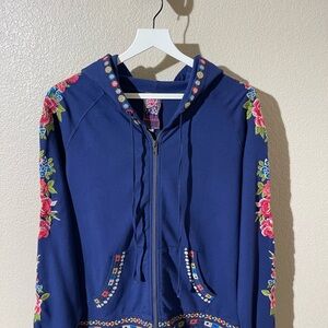 Johnny Was LA Rina Embroidered Zip Up Jacket